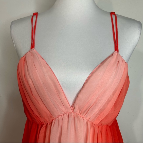Vintage Oscar De La Renta Pink Label Slip Dress Pink Orange Ombre Nightgown - Picture 4 of 8